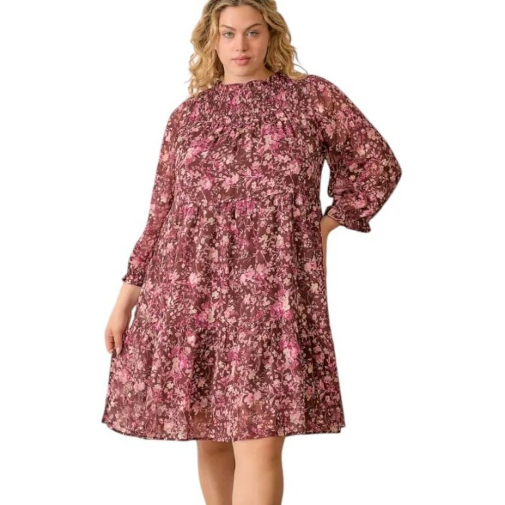POLAGRAM Floral Frenzy Smocked Dress, NEW! Size 2XL